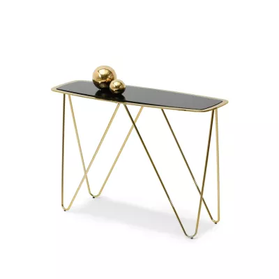 Konsolentisch LESTER - Schwarzglas / Gold