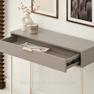 NIRAI Konsolentisch mit Schublade - Beige / Creme