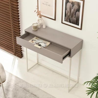 NIRAI Konsolentisch mit Schublade - Beige / Creme