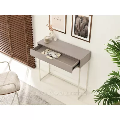 NIRAI Konsolentisch mit Schublade - Beige / Creme
