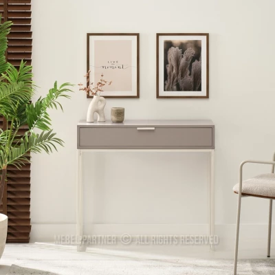 NIRAI Konsolentisch mit Schublade - Beige / Creme