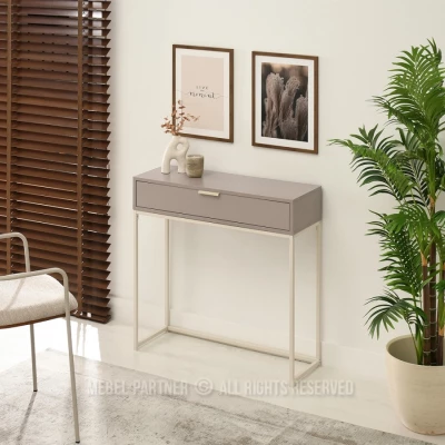 NIRAI Konsolentisch mit Schublade - Beige / Creme