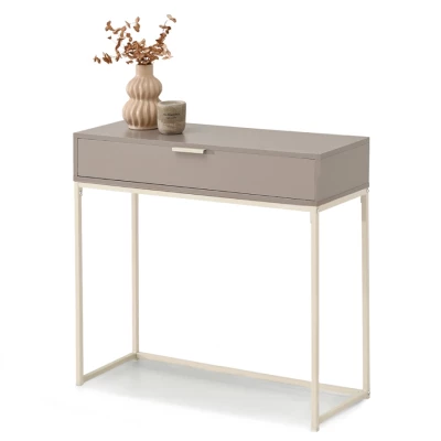 NIRAI Konsolentisch mit Schublade - Beige / Creme