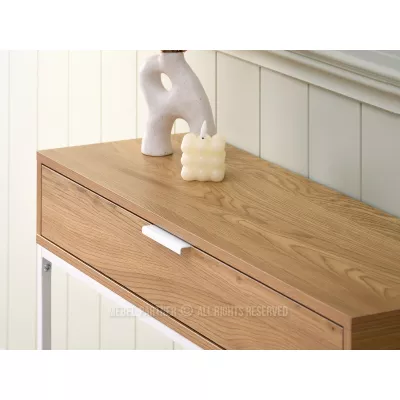 NIRAI Konsolentisch mit Schublade - Eiche / Weiß