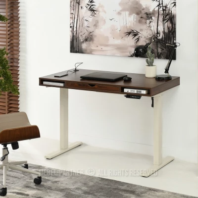 Schreibtisch 120 HESOL - Walnuss / Creme