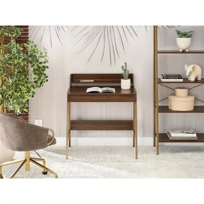 Minimalistischer Schreibtisch RENO - Walnuss / Gold