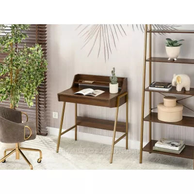 Minimalistischer Schreibtisch RENO - Walnuss / Gold