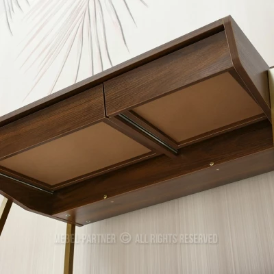 Minimalistischer Schreibtisch RENO - Walnuss / Gold