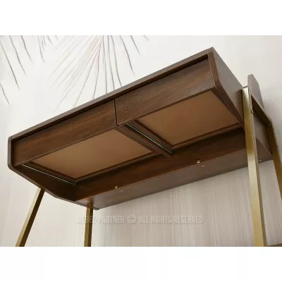 Minimalistischer Schreibtisch RENO - Walnuss / Gold