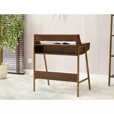 Minimalistischer Schreibtisch RENO - Walnuss / Gold