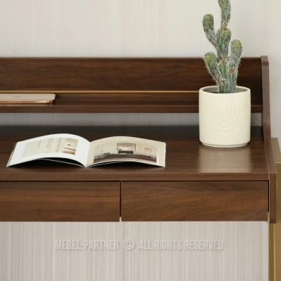 Minimalistischer Schreibtisch RENO - Walnuss / Gold