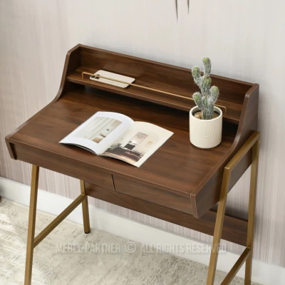 Minimalistischer Schreibtisch RENO - Walnuss / Gold