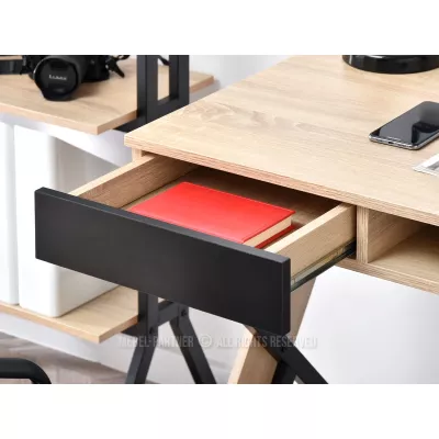 Schreibtisch mit Schubladen HELMAR - Sonoma Eiche / Schwarz