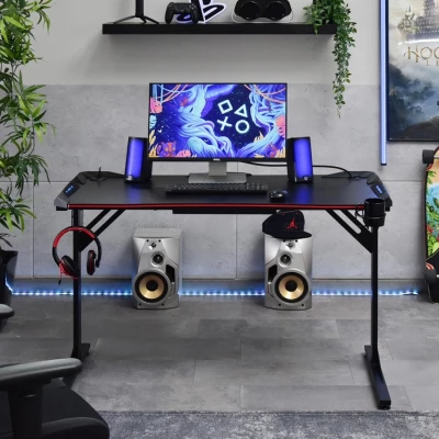 HARO Gamingtisch mit LED-Beleuchtung - schwarz