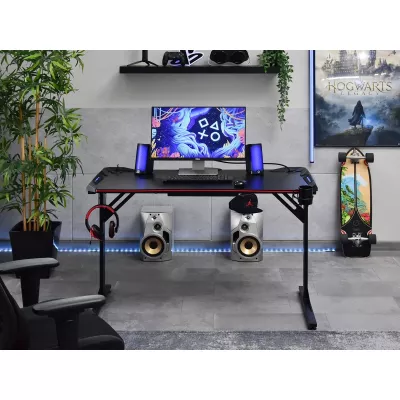 HARO Gamingtisch mit LED-Beleuchtung - schwarz