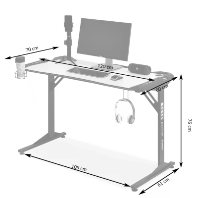 HARO Gamingtisch mit LED-Beleuchtung - schwarz