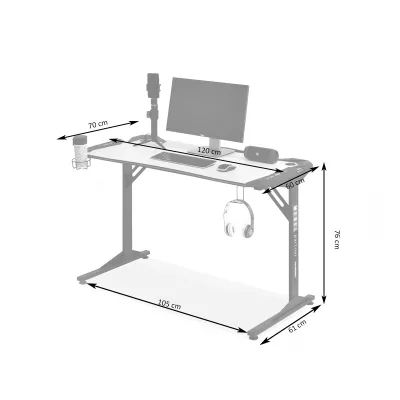 HARO Gamingtisch mit LED-Beleuchtung - schwarz