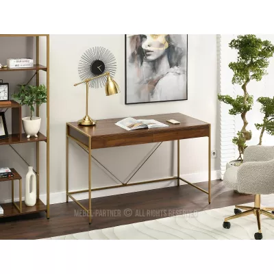 Breiter Schreibtisch DAMJAR - Walnuss / Gold