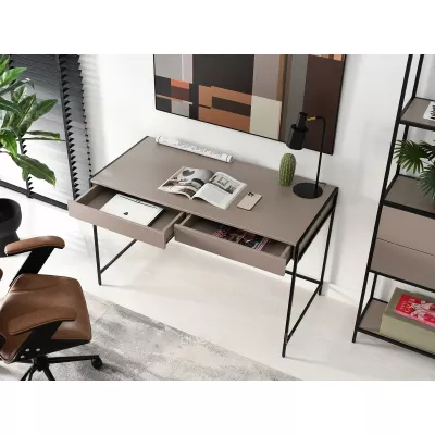 Breiter Schreibtisch DAMJAR - beige / schwarz