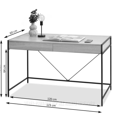Breiter Schreibtisch DAMJAR - beige / schwarz