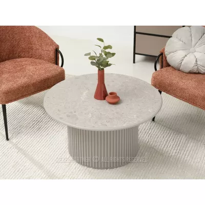 Runder Couchtisch ALBAN - grauer Marmor / grau