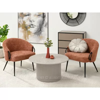Runder Couchtisch ALBAN - grauer Marmor / grau