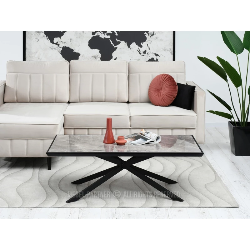 HERALDO Couchtisch – Graphitmarmor / Schwarz