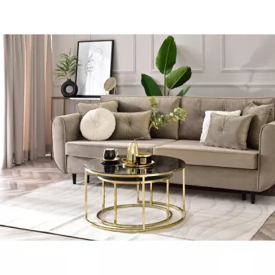 RETO Couchtisch-Set - Gold / schwarzer Marmor