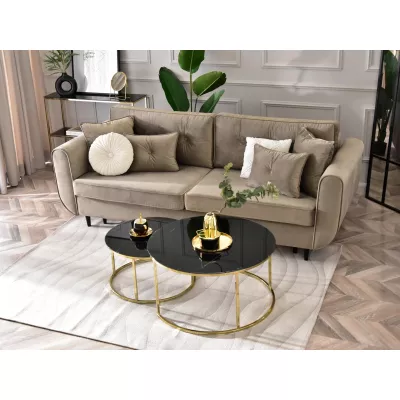 RETO Couchtisch-Set - Gold / schwarzer Marmor