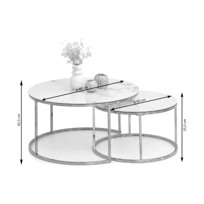 RETO Couchtisch-Set - Gold / Grau Marmor