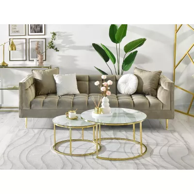 RETO Couchtisch-Set - Gold / weißer Marmor