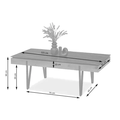 Breiter Couchtisch AMAL - Walnuss / schwarzer Marmor / schwarz