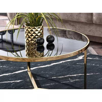 Runder Couchtisch GEOMAR - schwarzer Marmor / Gold