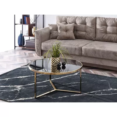 Runder Couchtisch GEOMAR - schwarzer Marmor / Gold