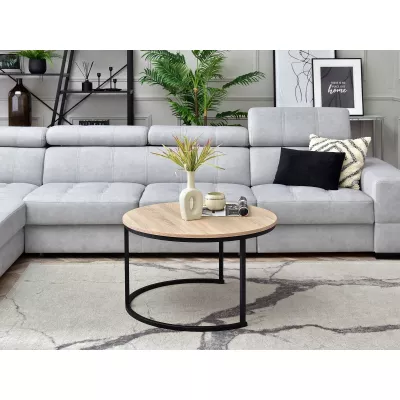 Runder Couchtisch URVIN - Sonoma Eiche / Schwarz