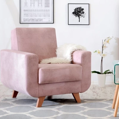 Skandinavischer Sessel HOLMARA - rosa / Buche