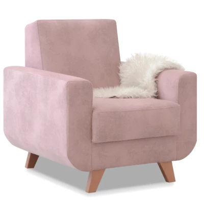 Skandinavischer Sessel HOLMARA - rosa / Buche