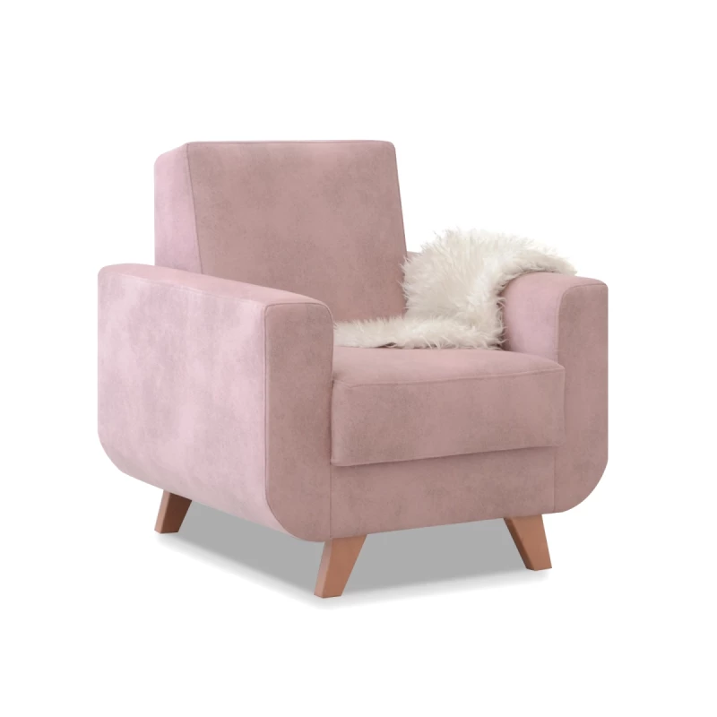Skandinavischer Sessel HOLMARA - rosa / Buche