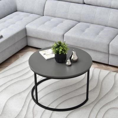Runder Couchtisch URVIN - graphitgrau / schwarz