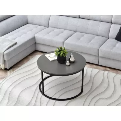 Runder Couchtisch URVIN - graphitgrau / schwarz