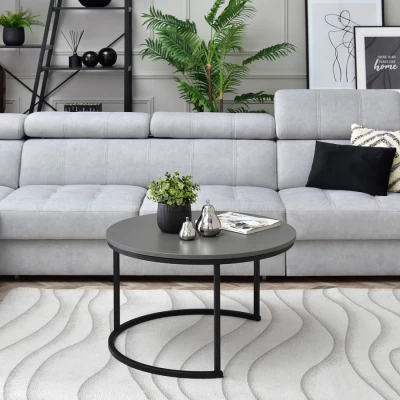 Runder Couchtisch URVIN - graphitgrau / schwarz
