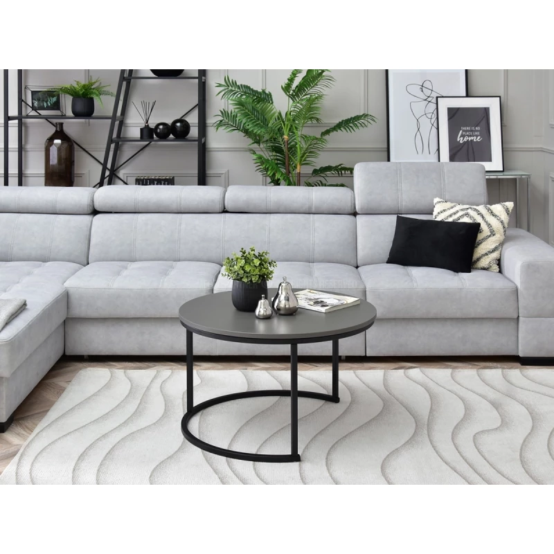 Runder Couchtisch URVIN - graphitgrau / schwarz