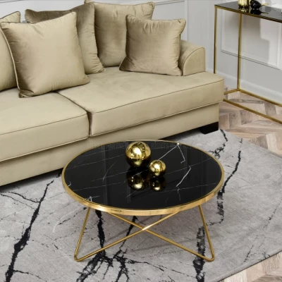 RAMAL Couchtisch - schwarzer Marmor / Gold