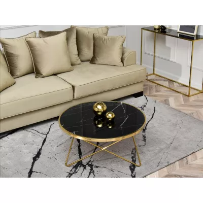 RAMAL Couchtisch - schwarzer Marmor / Gold