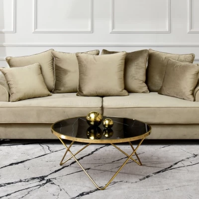 RAMAL Couchtisch - schwarzer Marmor / Gold