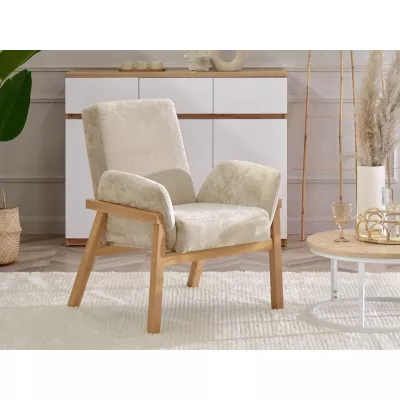Polstersessel EMERY – hellbeige/eiche