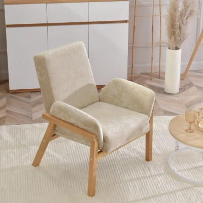 Polstersessel EMERY – hellbeige/eiche