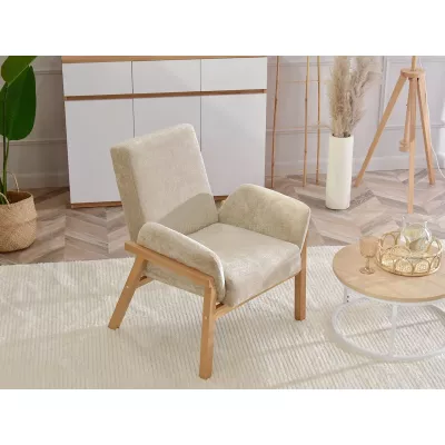 Polstersessel EMERY – hellbeige/eiche
