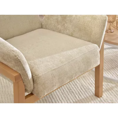 Polstersessel EMERY – hellbeige/eiche