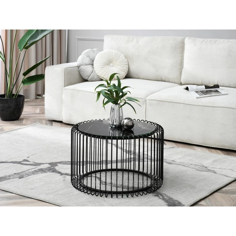 Designer Couchtisch IRAKLI - schwarzer Marmor / schwarz
